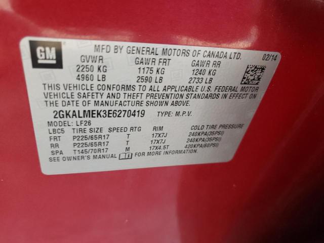 Photo 10 from auction – 2014 GMC TERRAIN SL with VIN 2GKALMEK3E6270419