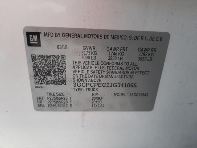 Photo 10 from auction – 2018 CHEVROLET SILVERADO with VIN 3GCPCPEC1JG341065