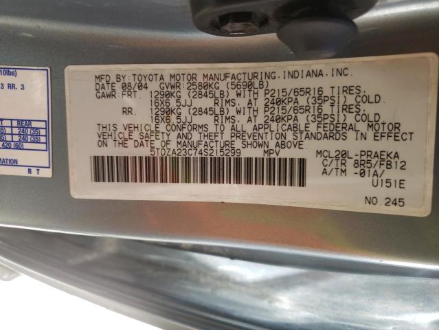Photo 10 from auction – 2004 TOYOTA SIENNA CE with VIN 5TDZA23C74S215299