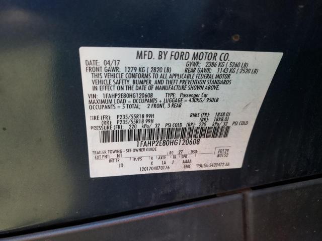 Photo 10 from auction – 2017 FORD TAURUS SEL with VIN 1FAHP2E80HG120608