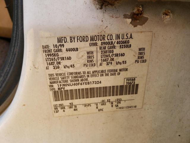 Photo 10 from auction – 2000 FORD EXCURSION with VIN 1FMNU40F6YEB17324