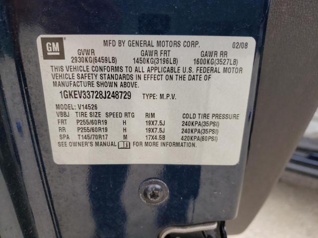 Photo 10 from auction – 2008 GMC ACADIA SLT with VIN 1GKEV33728J248729