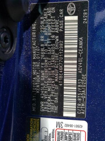 صورة رقم 10 من المزاد - 2007 TOYOTA CAMRY مع VIN 4T1BE46K77U112982
