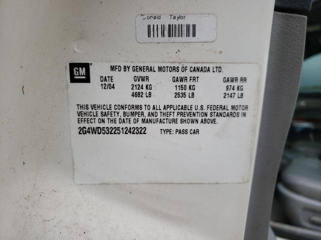 Photo 10 from auction – 2005 BUICK LACROSSE C with VIN 2G4WD532251242322
