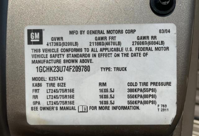 Photo 10 from auction – 2004 CHEVROLET SILVERADO with VIN 1GCHK23U74F209780