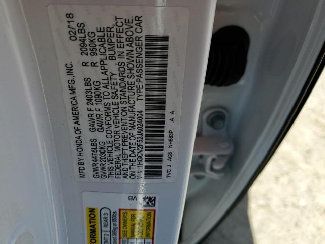 Photo 10 from auction – 2018 HONDA ACCORD EXL with VIN 1HGCV2F52JA024004