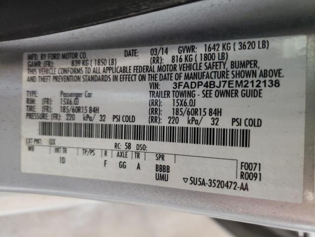 Photo 10 from auction – 2014 FORD FIESTA SE with VIN 3FADP4BJ7EM212138