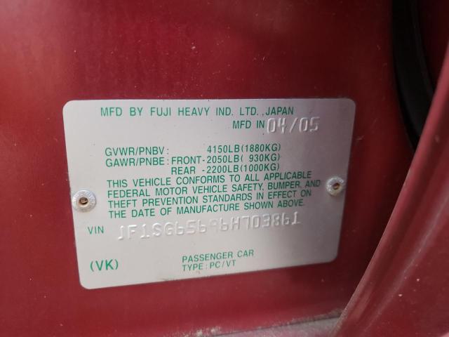 Photo 10 from auction – 2006 SUBARU FORESTER 2 with VIN JF1SG65696H703861