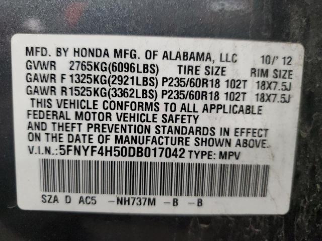 Photo 10 from auction – 2013 HONDA PILOT EXL with VIN 5FNYF4H50DB017042