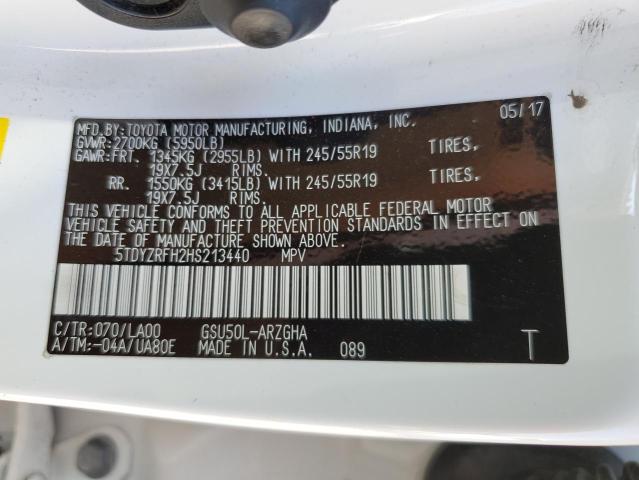 Photo 10 from auction – 2017 TOYOTA HIGHLANDER with VIN 5TDYZRFH2HS213440