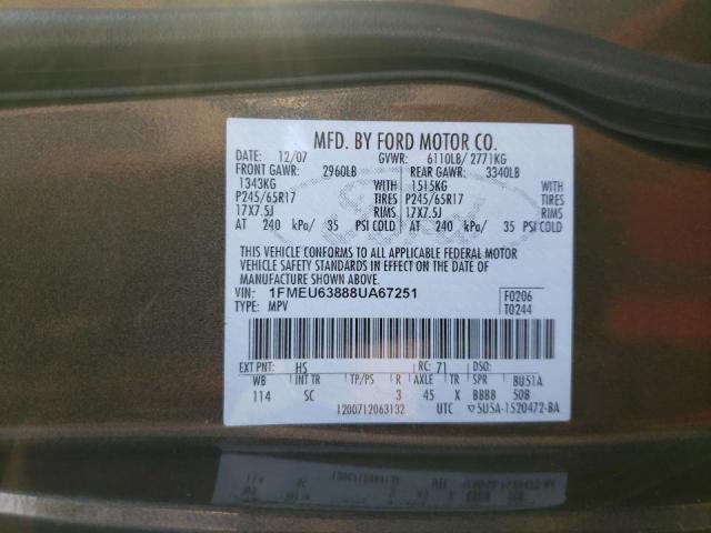 Photo 10 from auction – 2008 FORD EXPLORER X with VIN 1FMEU63888UA67251