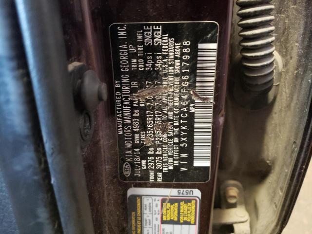 Photo 10 from auction – 2015 KIA SORENTO LX with VIN 5XYKTCA64FG617988