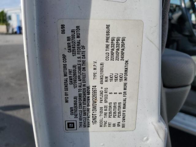 Photo 10 from auction – 1998 CHEVROLET BLAZER with VIN 1GNDT13W0W2269974