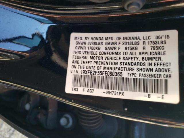 Photo 10 from auction – 2015 HONDA CIVIC EX with VIN 19XFB2F55FE080365