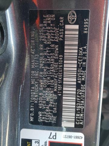 Photo 10 from auction – 2014 TOYOTA CAMRY L with VIN 4T1BF1FK6EU761049