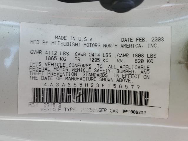 Photo 10 from auction – 2003 MITSUBISHI ECLIPSE SP with VIN 4A3AE55H23E156577