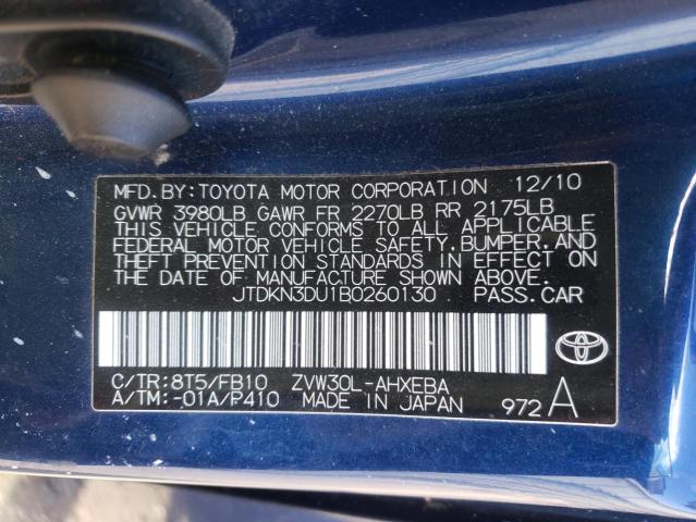 Photo 10 from auction – 2011 TOYOTA PRIUS with VIN JTDKN3DU1B0260130