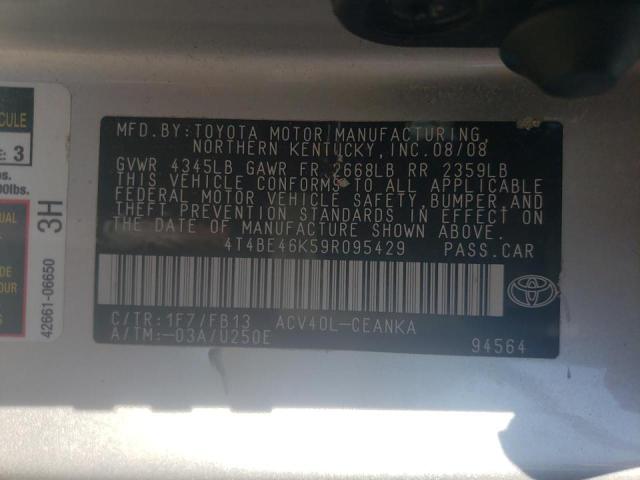 Photo 10 from auction – 2009 TOYOTA CAMRY BASE with VIN 4T4BE46K59R095429