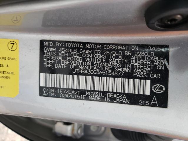 Photo 10 from auction – 2006 LEXUS ES 330 with VIN JTHBA30G365154877