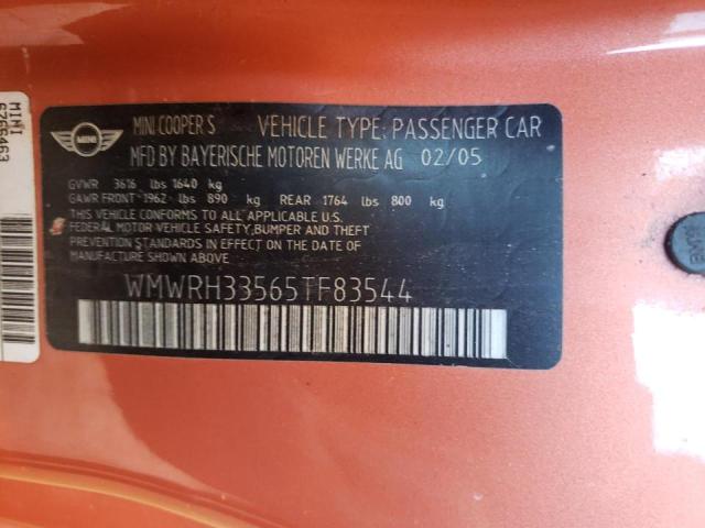 Photo 10 from auction – 2005 MINI COOPER S with VIN WMWRH33565TF83544