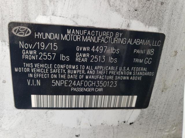 Photo 10 from auction – 2016 HYUNDAI SONATA SE with VIN 5NPE24AF0GH350123