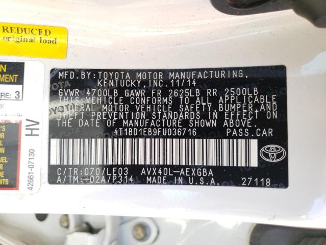 Photo 10 from auction – 2015 TOYOTA AVALON HYB with VIN 4T1BD1EB9FU036716