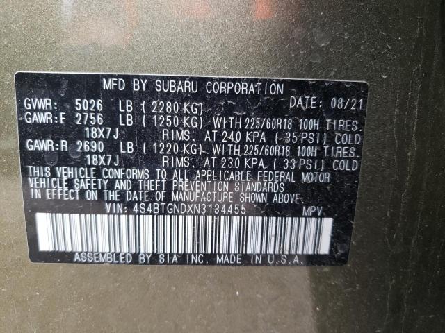 Photo 10 from auction – 2022 SUBARU OUTBACK LI with VIN 4S4BTGNDXN3134455