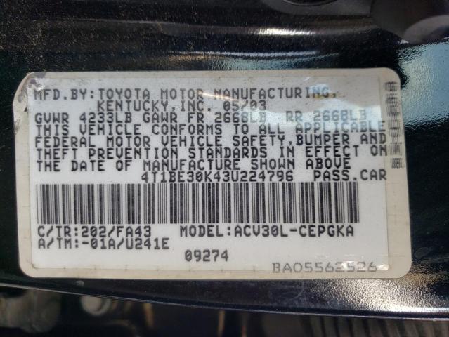 Photo 10 from auction – 2003 TOYOTA CAMRY LE with VIN 4T1BE30K43U224796