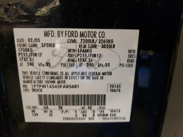 Photo 10 from auction – 2005 FORD F150 SUPER with VIN 1FTPW14545FA85681