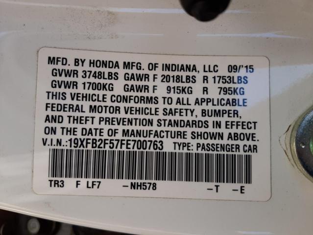 Photo 10 from auction – 2015 HONDA CIVIC LX with VIN 19XFB2F57FE700763