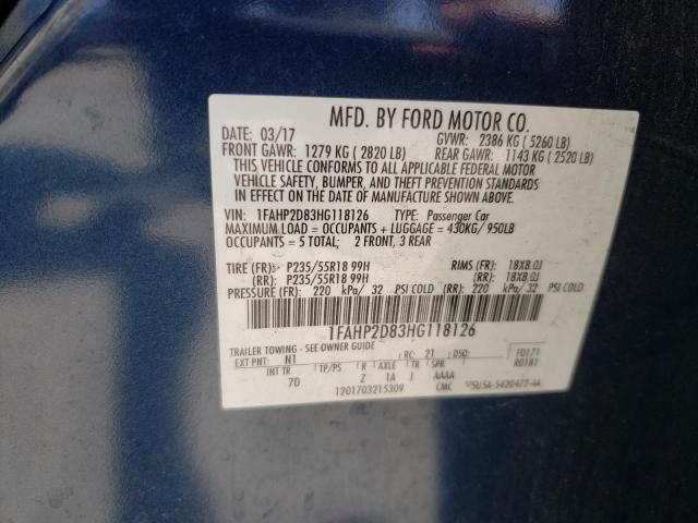 Zdjęcie 10 z aukcji – 2017 FORD TAURUS SE z VIN 1FAHP2D83HG118126