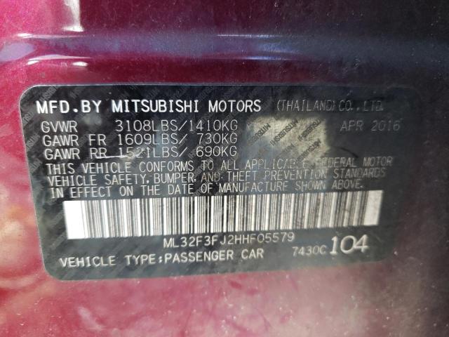 Photo 10 from auction – 2017 MITSUBISHI MIRAGE G4 with VIN ML32F3FJ2HHF05579