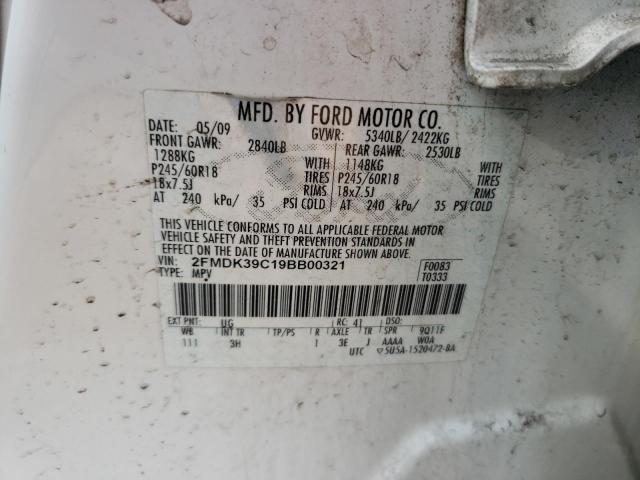 Photo 10 from auction – 2009 FORD EDGE with VIN 2FMDK39C19BB00321