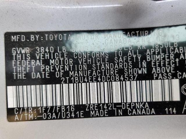 Photo 10 from auction – 2013 TOYOTA COROLLA BA with VIN 2T1BU4EE4DC084537