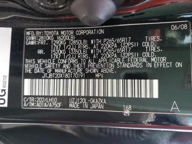 Photo 10 from auction – 2008 LEXUS GX 470 with VIN JTJBT20X180170191