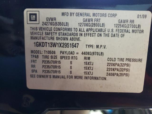 Photo 10 from auction – 1999 GMC ENVOY with VIN 1GKDT13W1X2951647