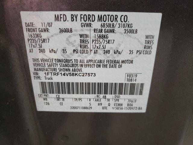 Photo 10 from auction – 2008 FORD F150 with VIN 1FTRF14V58KC27573