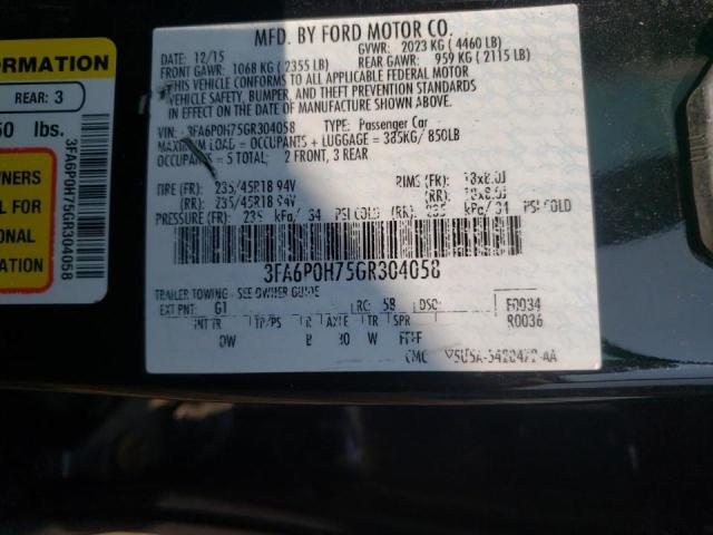Photo 10 from auction – 2016 FORD FUSION SE with VIN 3FA6P0H75GR304058