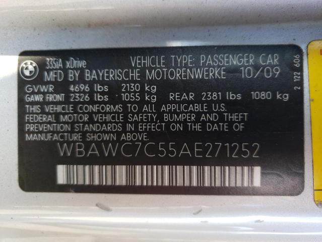 Photo 10 from auction – 2010 BMW 335 XI with VIN WBAWC7C55AE271252