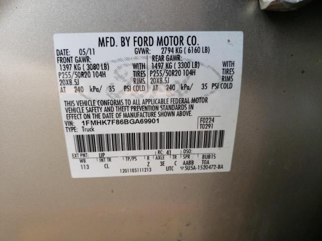 Photo 10 from auction – 2011 FORD EXPLORER L with VIN 1FMHK7F86BGA69901