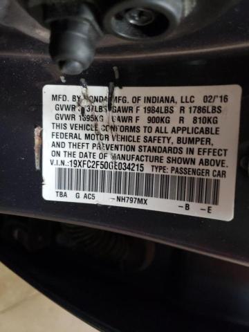 Photo 10 from auction – 2016 HONDA CIVIC LX with VIN 19XFC2F50GE034215