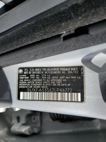 Photo 10 from auction – 2002 BMW X5 3.0I with VIN 5UXFA53562LP46772