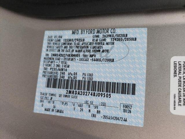 Photo 10 from auction – 2004 MERCURY MONTEREY with VIN 2MRDA20274BJ09505