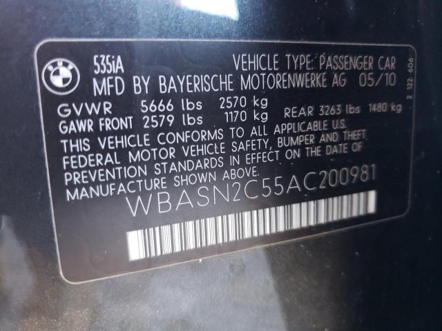 Photo 10 from auction – 2010 BMW 535 GT with VIN WBASN2C55AC200981