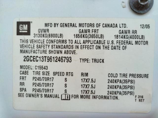 صورة رقم 10 من المزاد - 2006 CHEVROLET SILVERADO مع VIN 2GCEC13T961246793