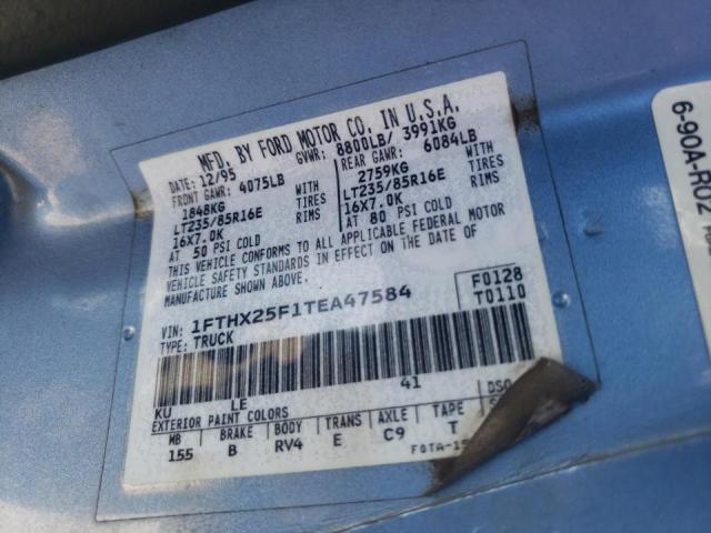 Photo 10 from auction – 1996 FORD F250 with VIN 1FTHX25F1TEA47584