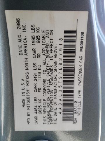 Photo 10 from auction – 2007 MITSUBISHI ECLIPSE SP with VIN 4A3AL35T97E027918