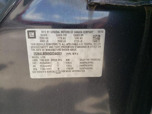 Photo 10 from auction – 2016 CHEVROLET EQUINOX LS with VIN 2GNALBEK8G6344301