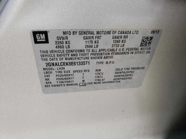 Photo 10 from auction – 2014 CHEVROLET EQUINOX LT with VIN 2GNALCEK8E6133571