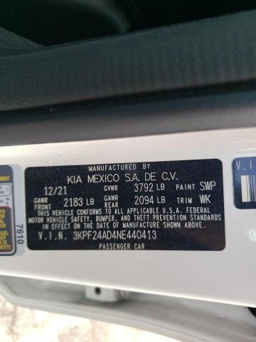 Photo 10 from auction – 2022 KIA FORTE FE with VIN 3KPF24AD4NE440413